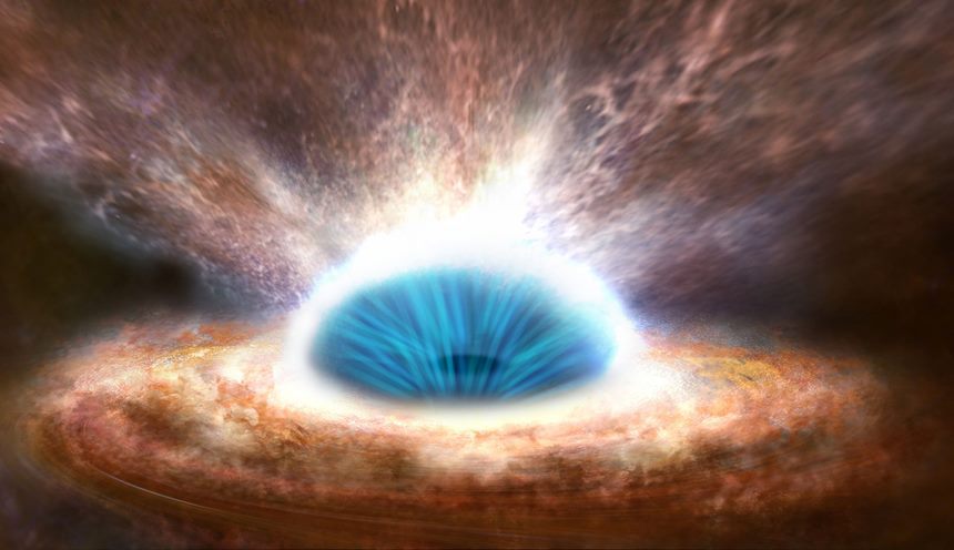 블랙홀을 얼핏 생각하면 강한 중력으로 물질을 끌어당기기만 할 것 같지만 동시에 막대한 에너지를 분출하는 존재다. 이미지=ESA