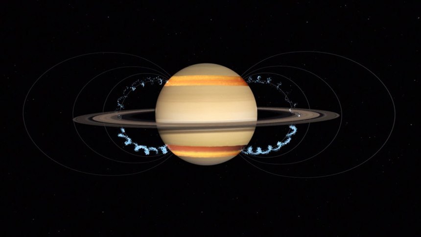 토성의 강한 자기장에 의해 토성 고리 물질도 서서히 토성 쪽으로 끌려가며 사라지고 있다. 이미지=NASA