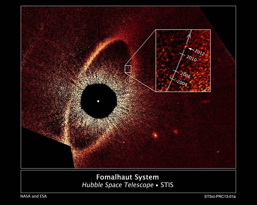 2004년에서 2012년 사이 긴 기간에 걸친 관측에서도 포말하우트 b의 모습이 확인되었다. 사진=NASA/ESA